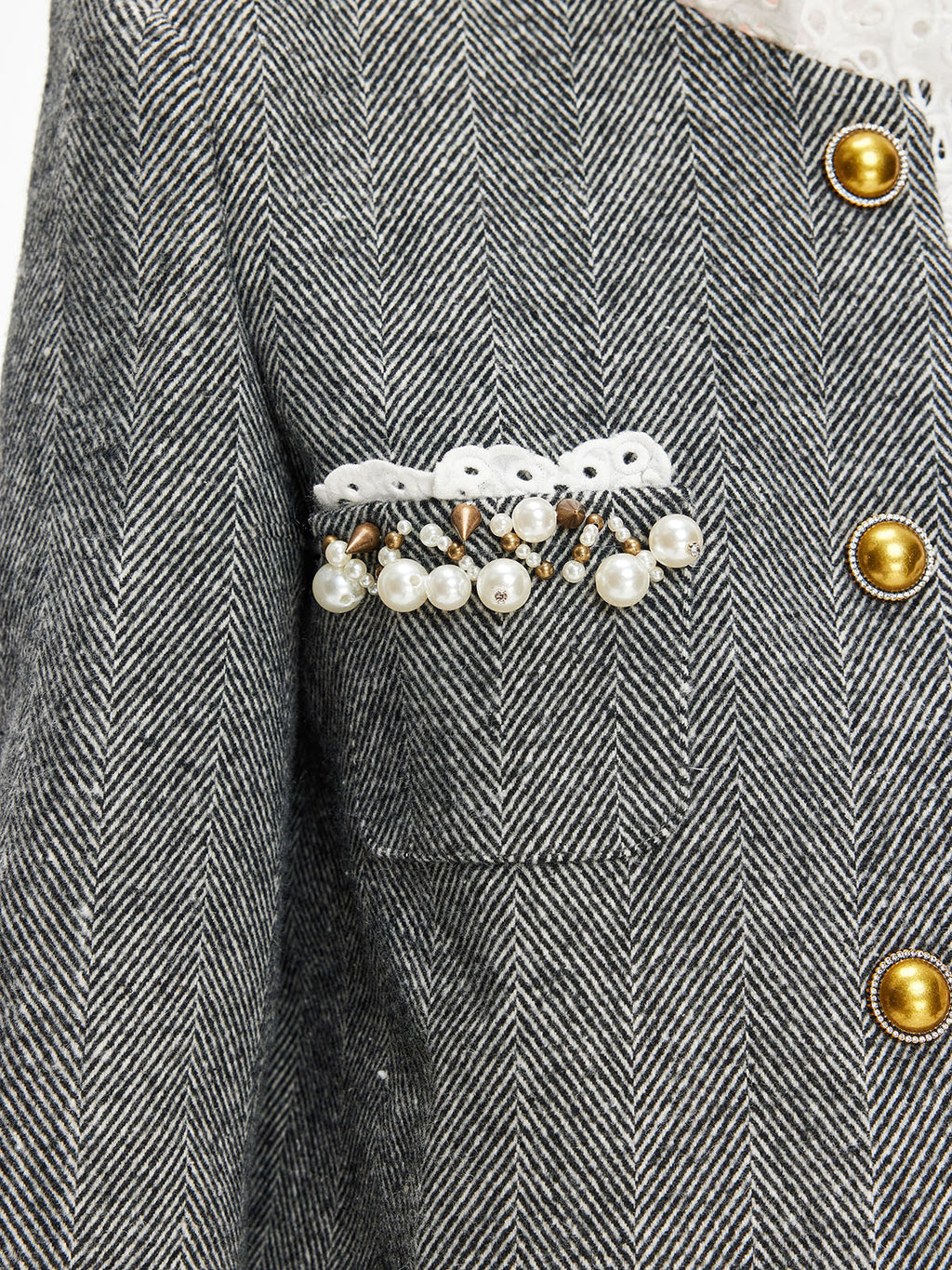 Regal Yün Dantel Trim Ceket