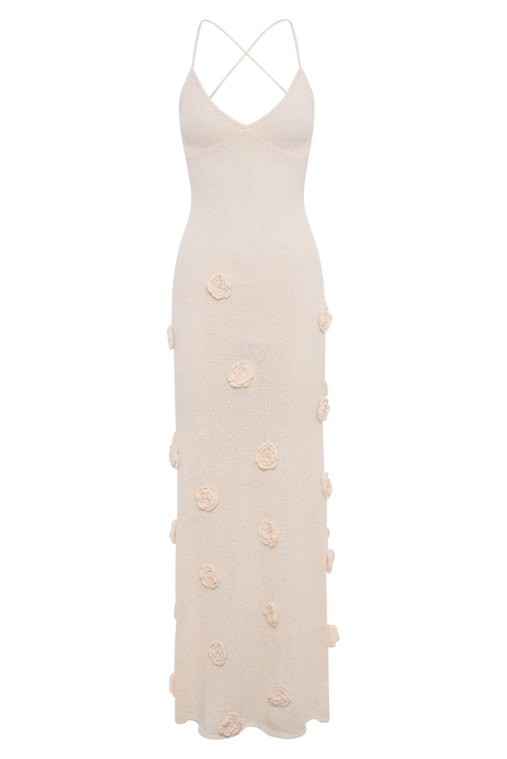 Ameliah Uzun Gül ve Sırt Detaylı Elbise