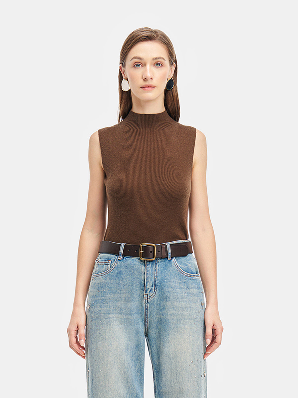 İnce Yün-Kaşmir Yüksek Yaka Yelek