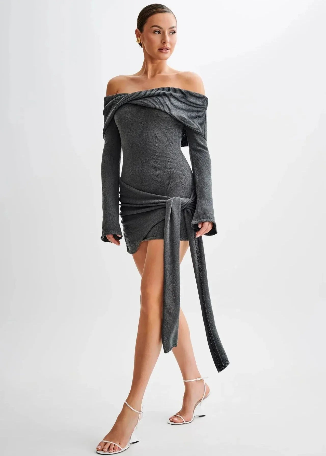 Elisia Omzu Açık Örme Şal Elbise