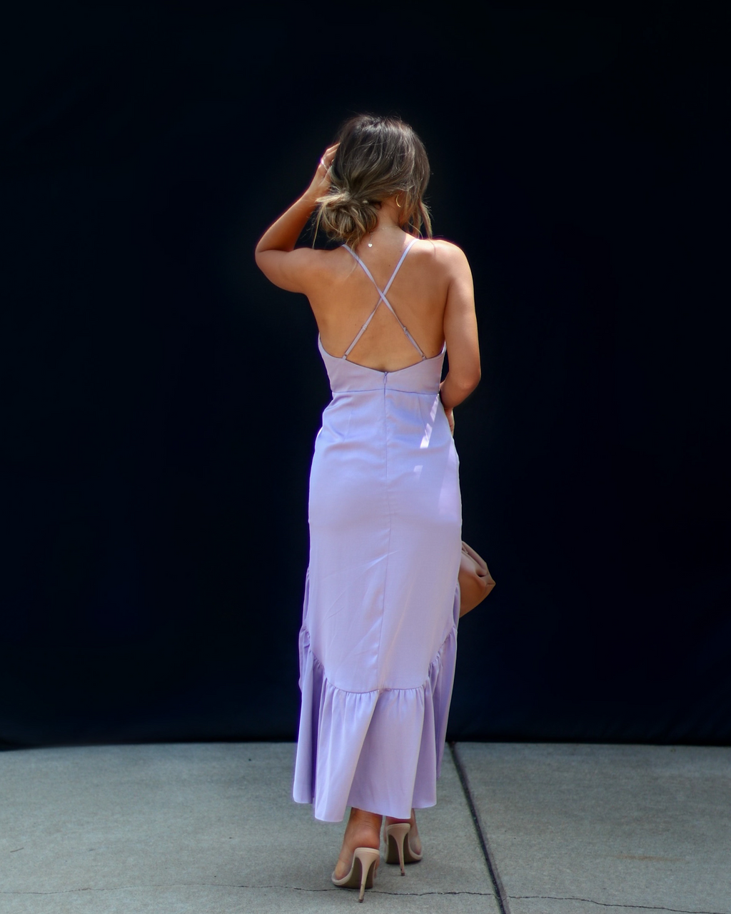 Lissell Saten Yüksek Düşük Midi Elbise