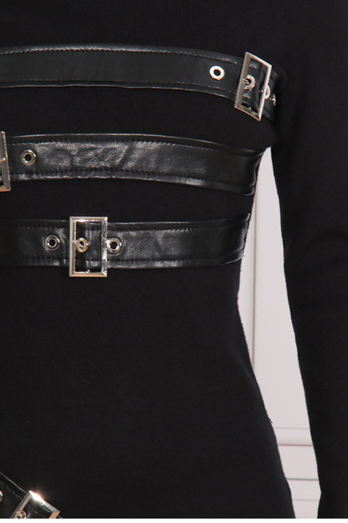 Savana Tokalı Örme Uzun Elbise