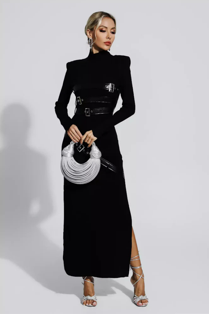 Savana Tokalı Örme Uzun Elbise