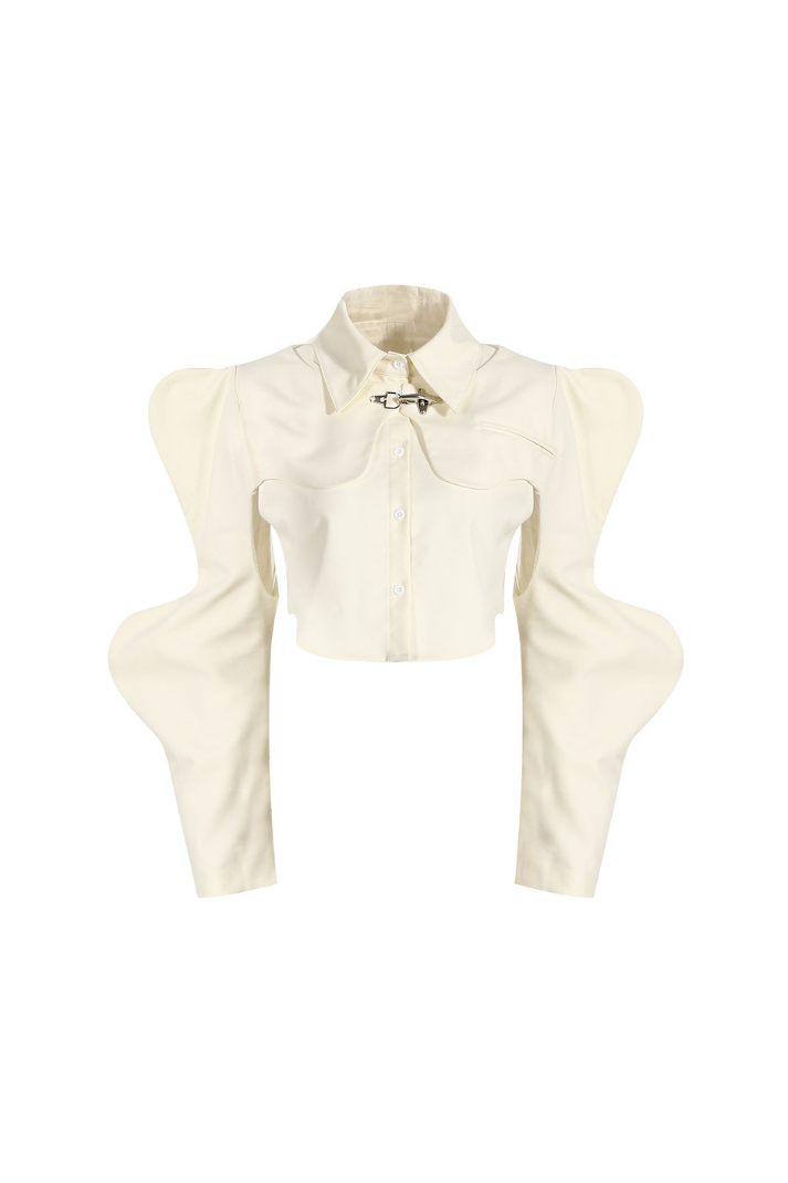 Sarina İki Parça Klips Detay Bej Gömlek