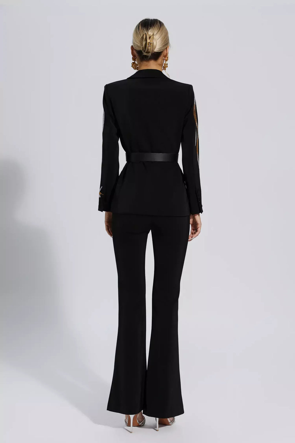 Analia Siyah Pırlanta Payet Blazer Takım