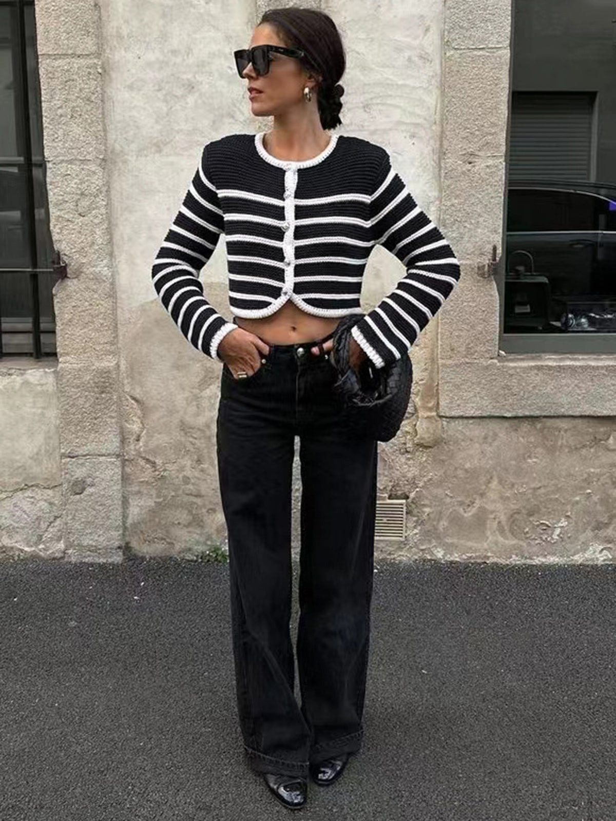 Old Money Estetik Çizgili Hırka