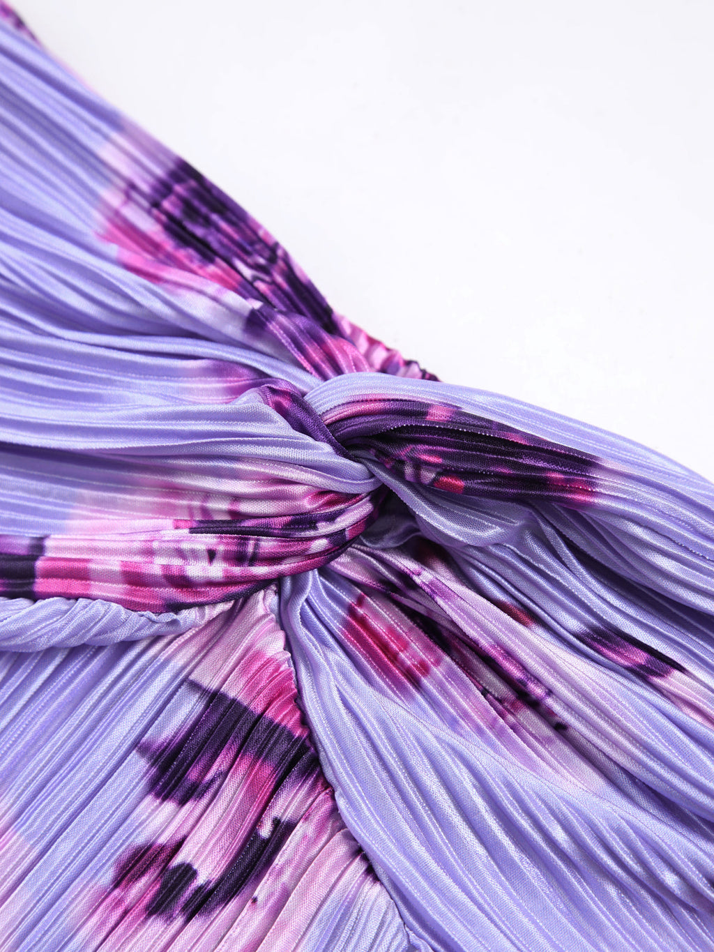 Çiçekli Plisse Twist Tüp Uzun Elbise