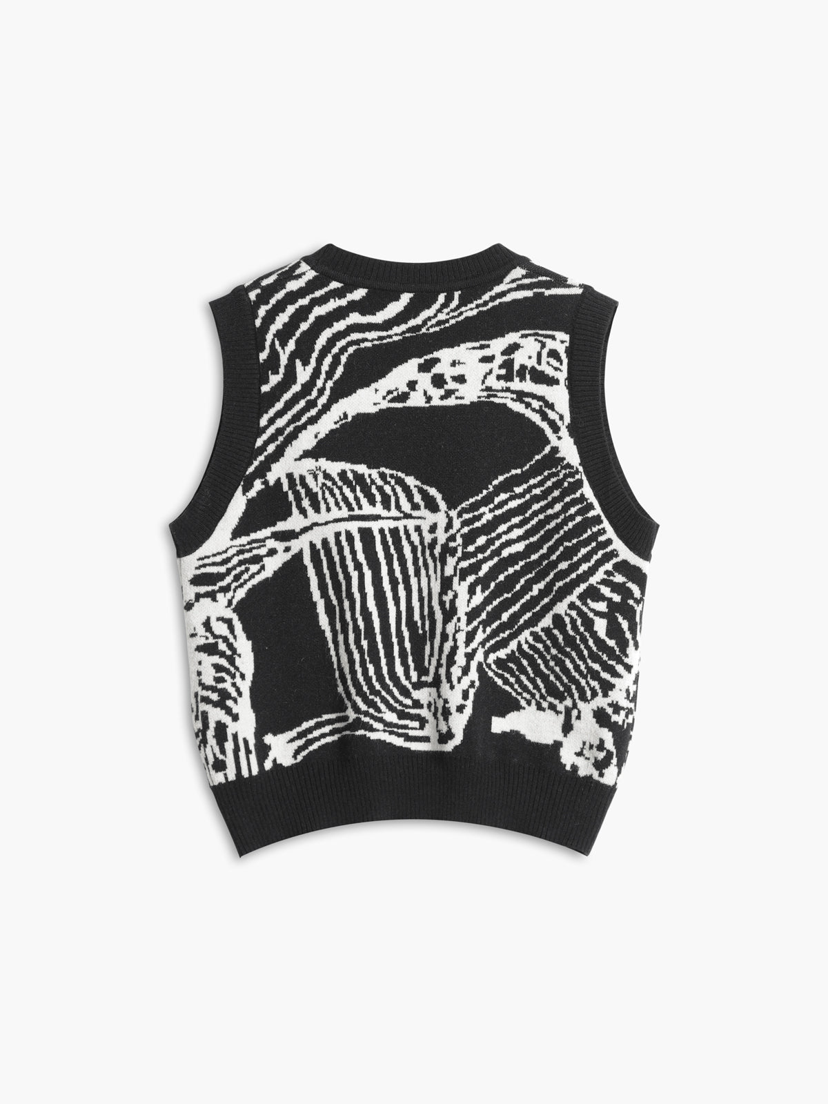 Kontrast Trim Çiçekli Kazak Yelek