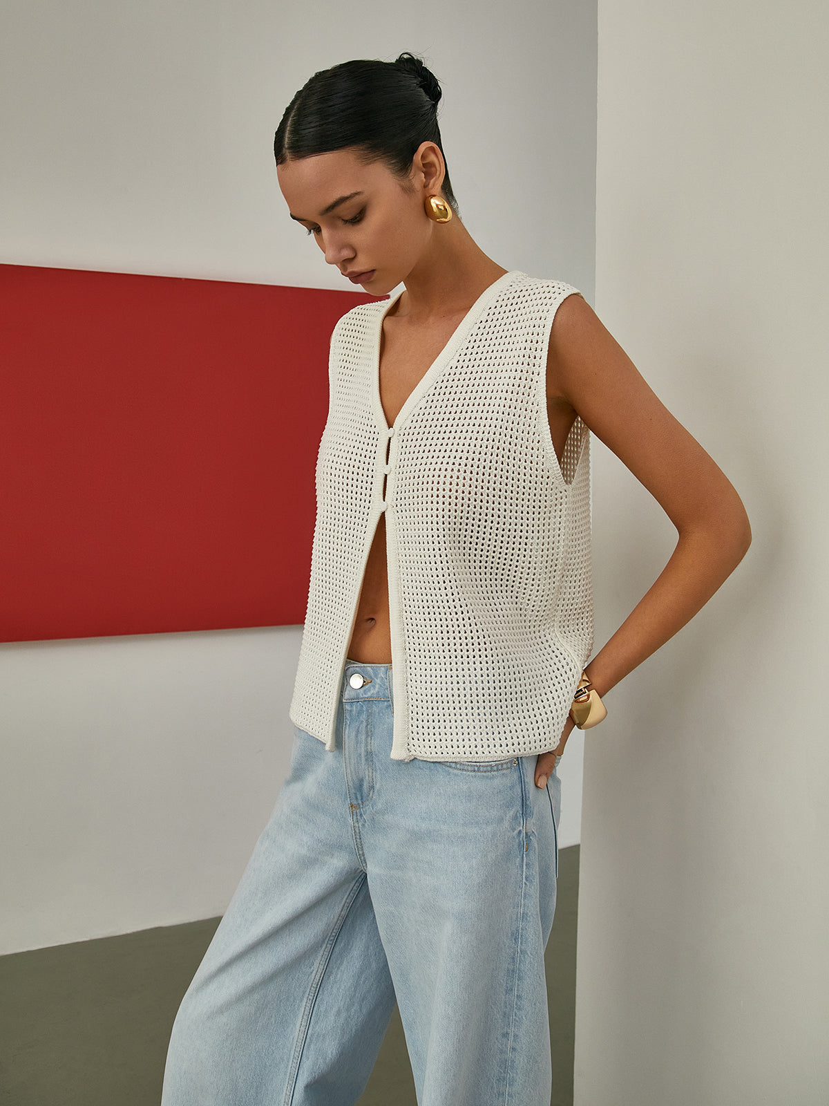 Boş Kolsuz Örgü Hırka