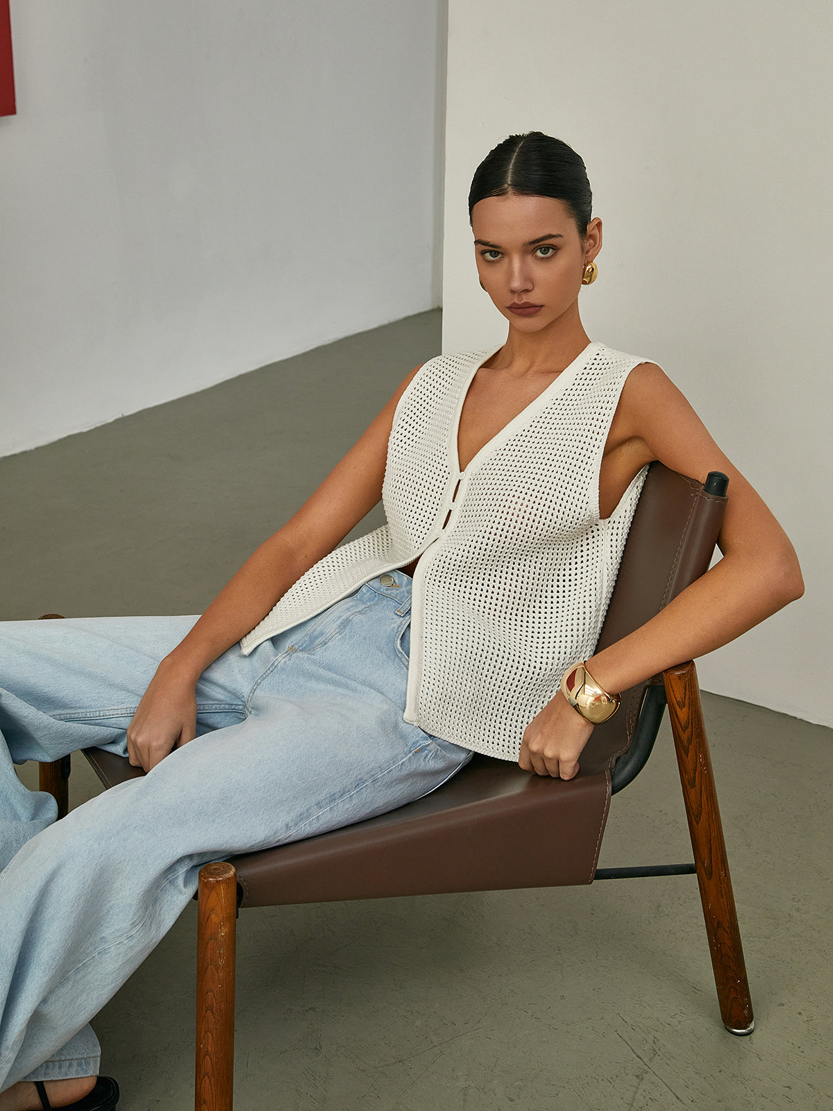 Boş Kolsuz Örgü Hırka