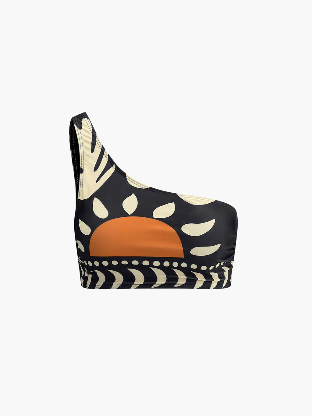 Kuş Desenli Asimetrik Yaka Bikini Takımı