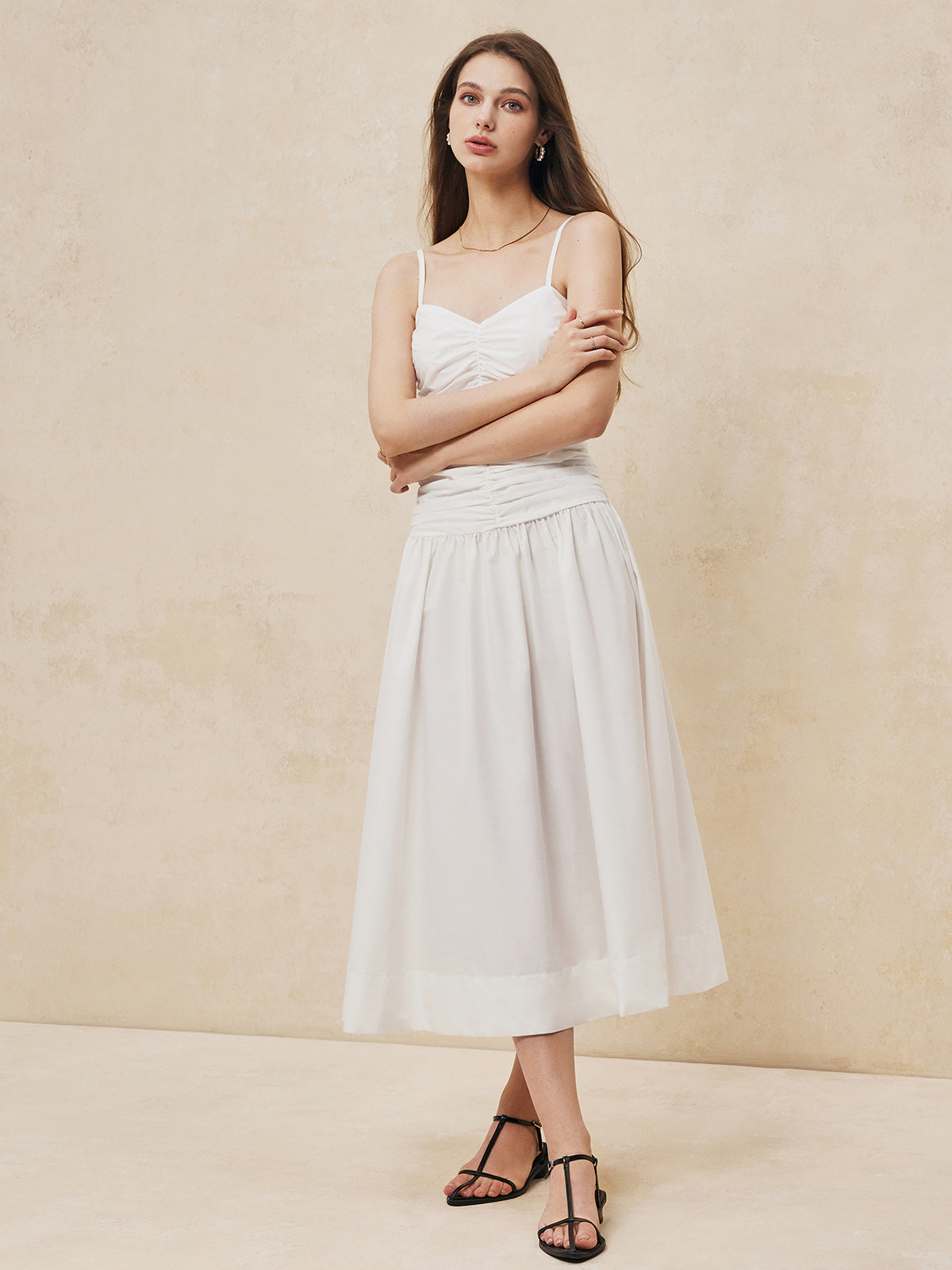 Serendipity Kıvrımlı Askılı Uzun Elbise