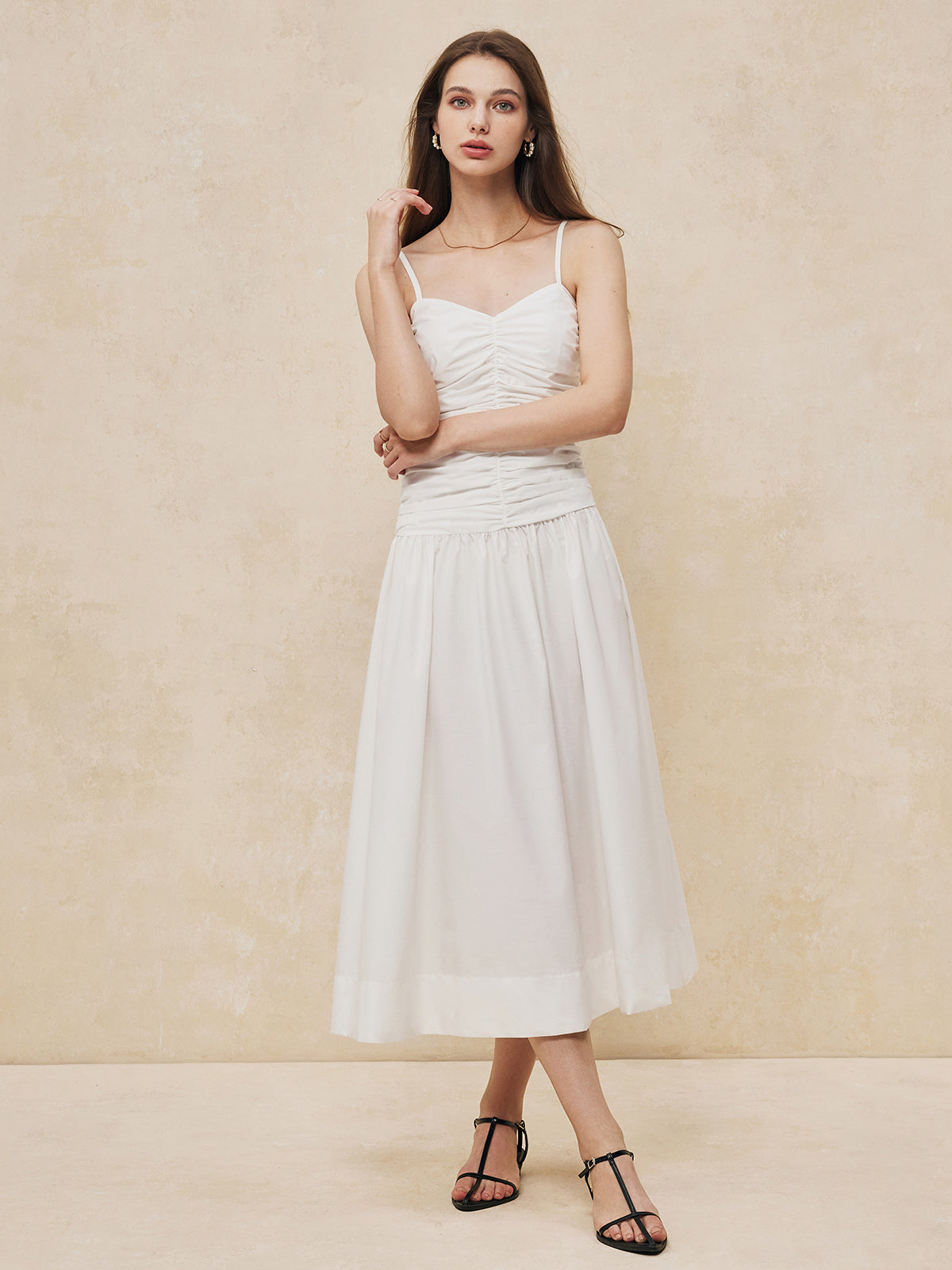 Serendipity Kıvrımlı Askılı Uzun Elbise