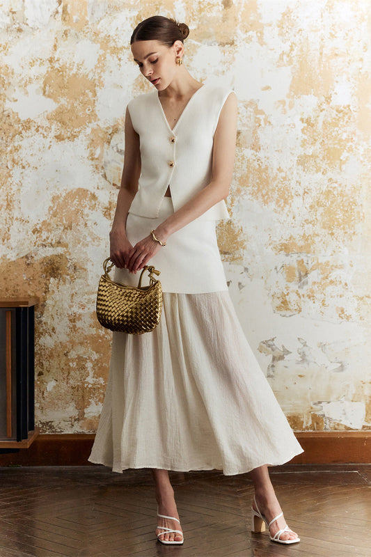 Lynn Ekli Pileli Etek Örgü Takım