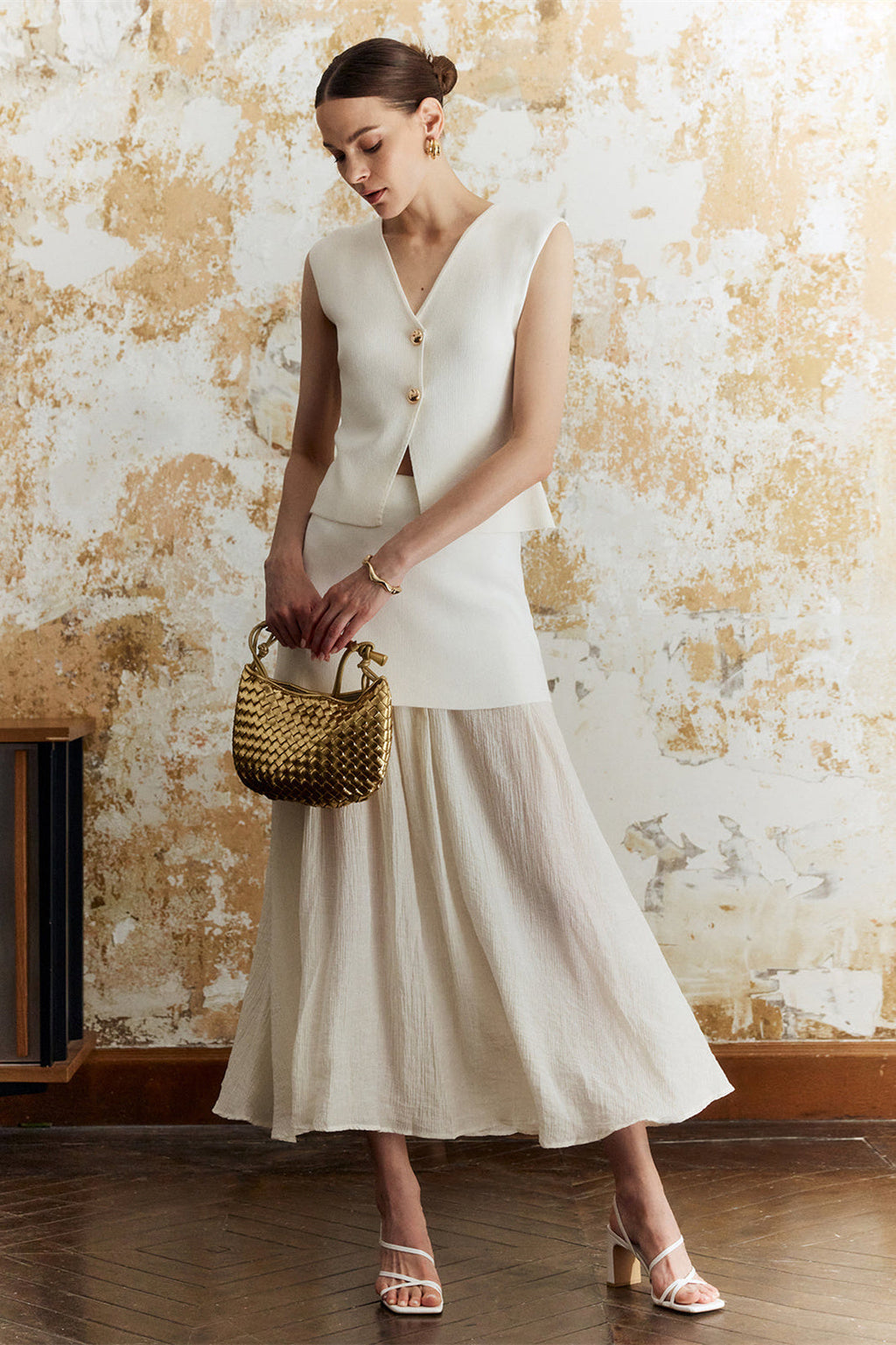 Lynn Ekli Pileli Etek Örgü Takım