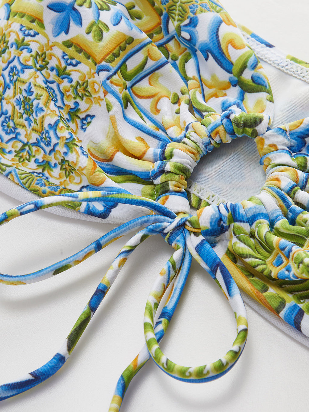 Straplez Baskılı Düğümlü Bikini Takımı