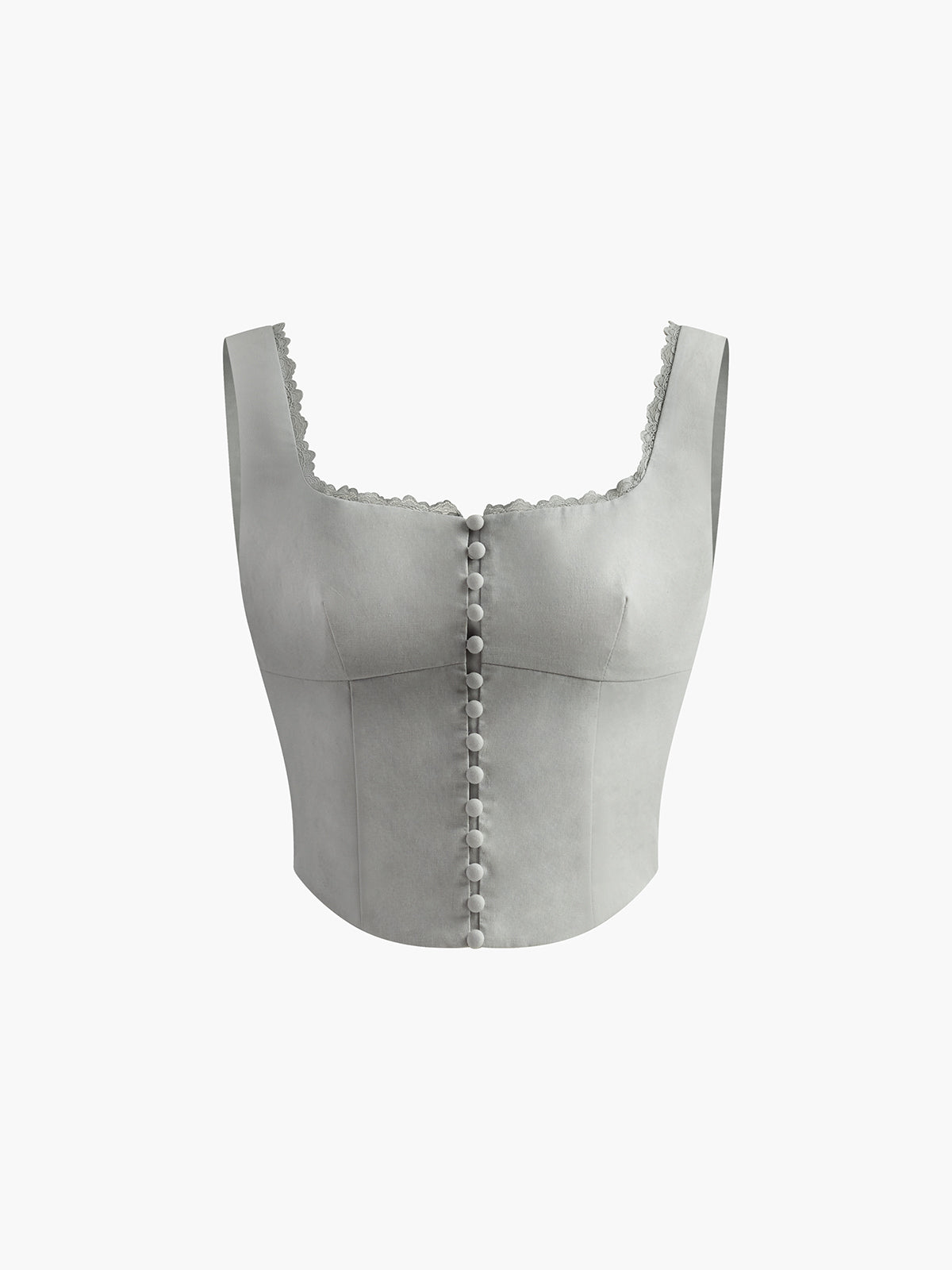 Dantel Kenarlı Düğmeli Askılı Üst