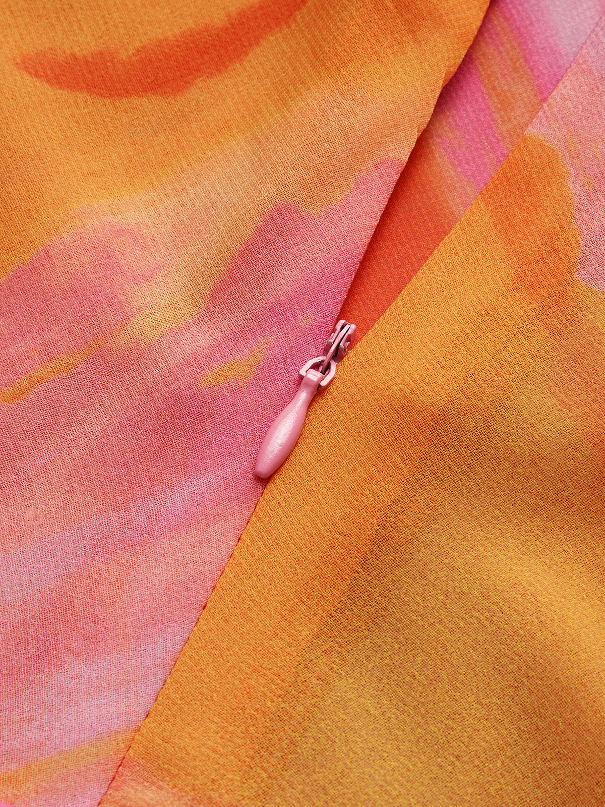 Sunset Asimetrik Yaka & Eşarp Detaylı Desenli Mini Elbise