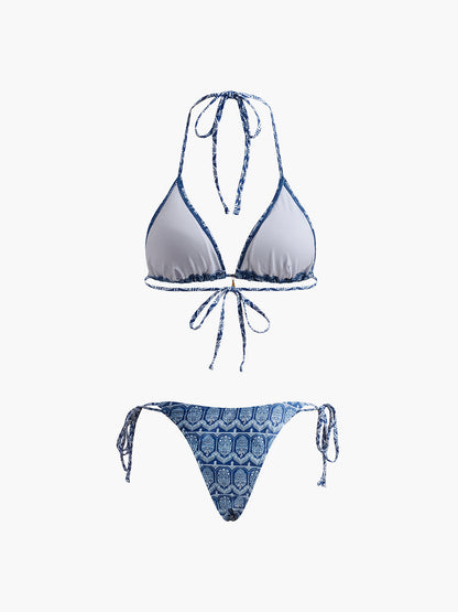 Baskılı Ayarlanabilir Askılı Bikini Takımı