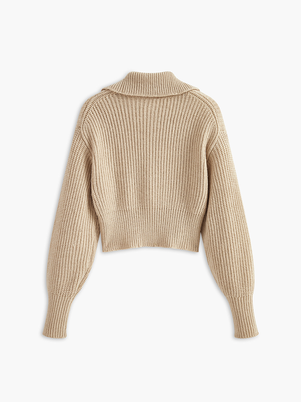 Ribanalı Fermuarlı Yaka Hırka