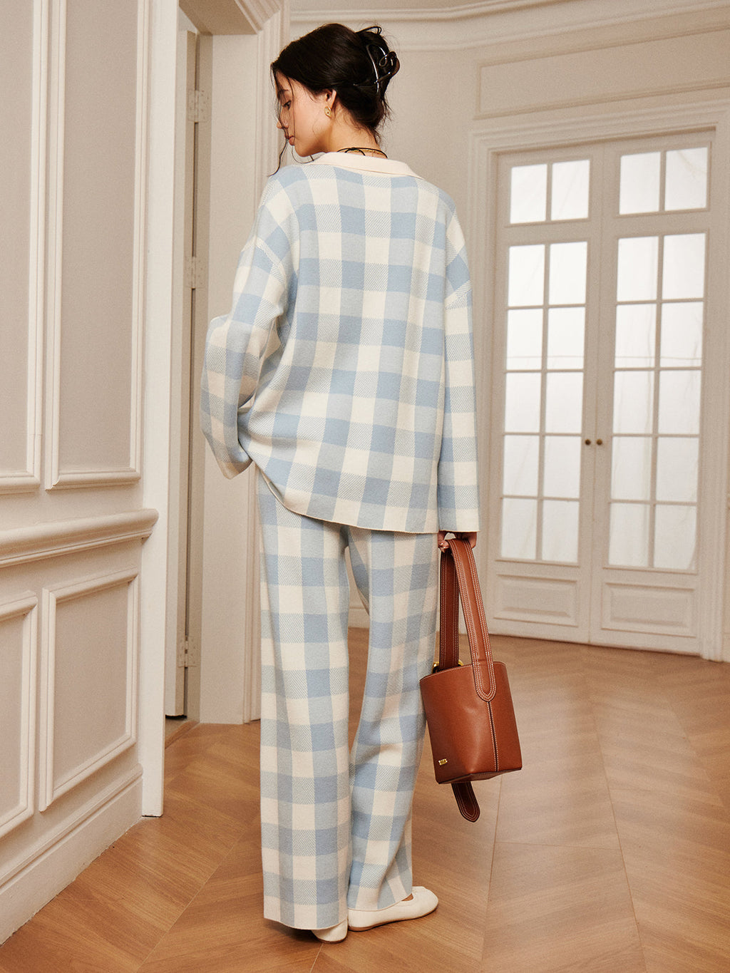 Ekose Polo Yaka Kazak Ko-Ordinatları