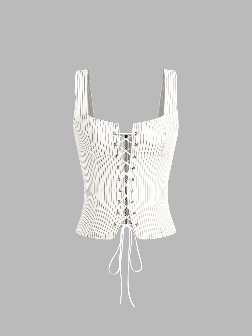 Çizgili İpli ve Fermuarlı Korse Üst