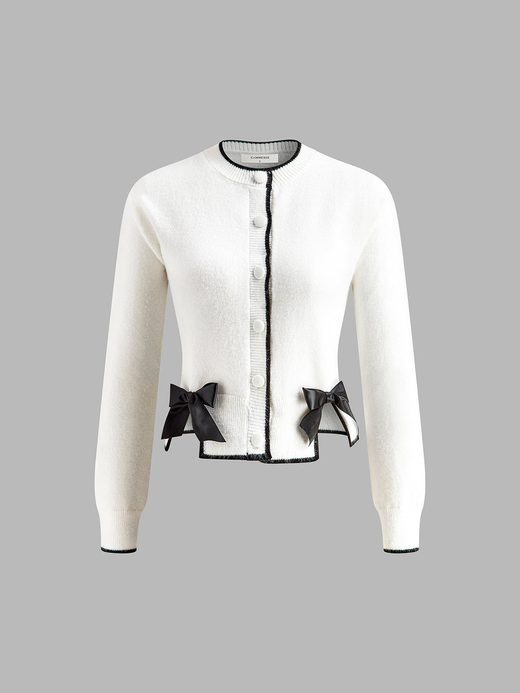 Kontrast Trim Fiyonk Dekor Örgü Dış Giyim