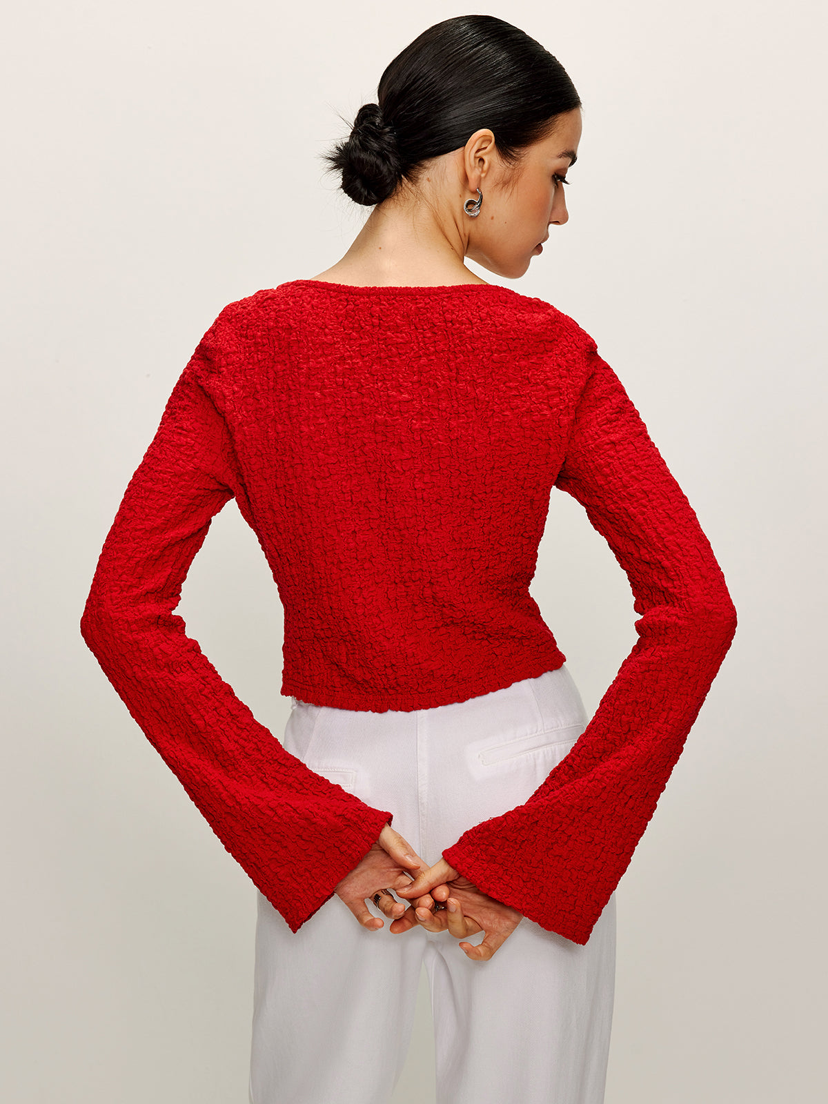 Pamuk Karışımlı Ön Bağcıklı Yumuşak Bluz