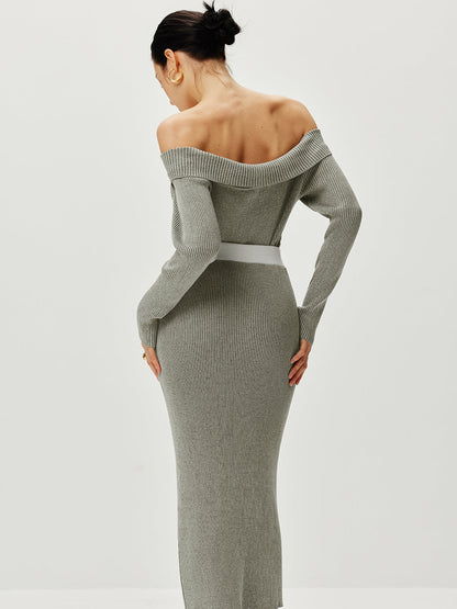 Kontrast Kesim Omuz Açık Kardigan