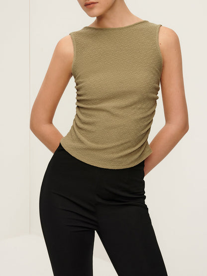 Pliseli Bağcıklı Plisse Tank Top