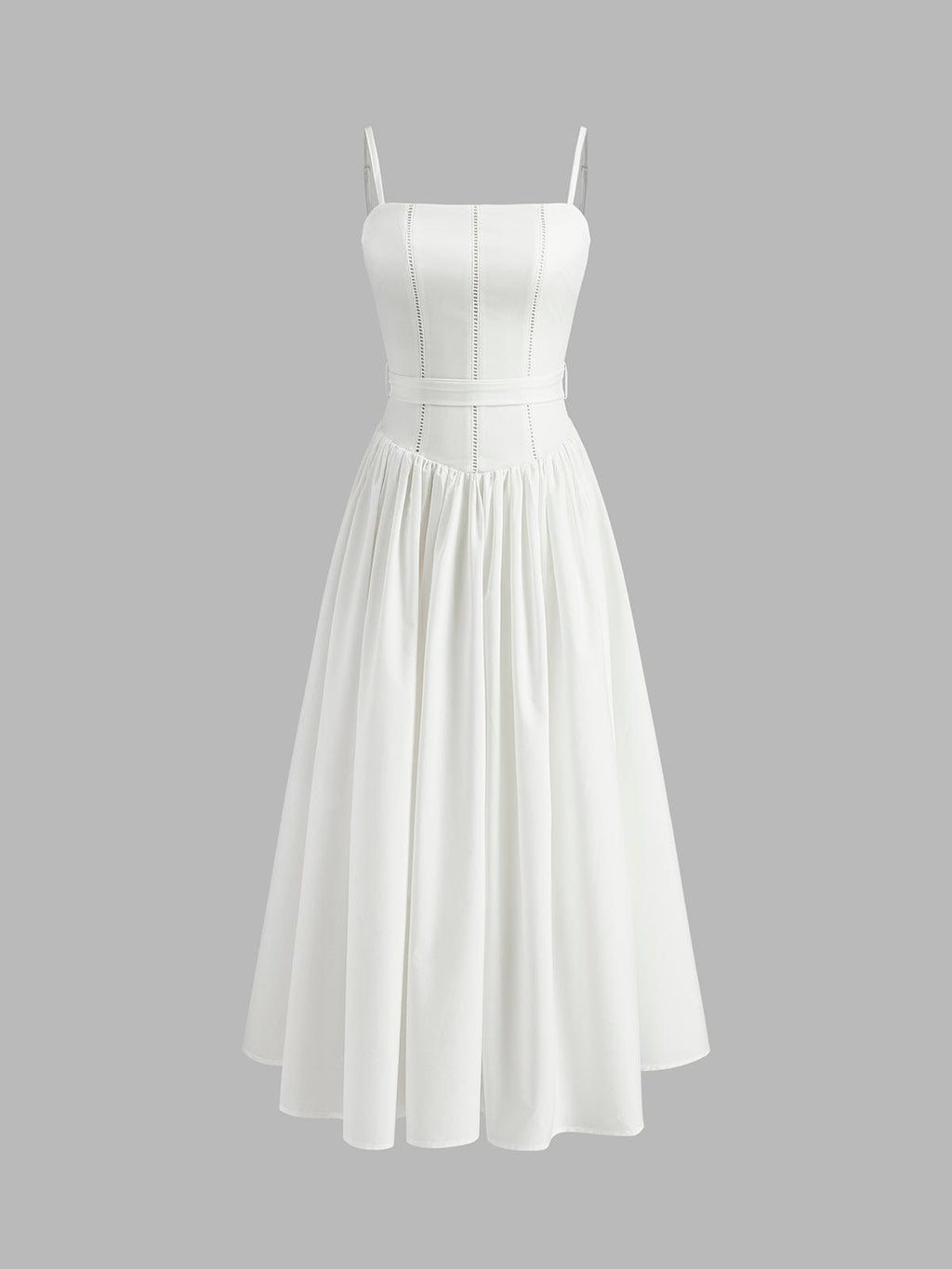 Moon Beyaz Korsajlı & İnce Askılı Kloş Elbise