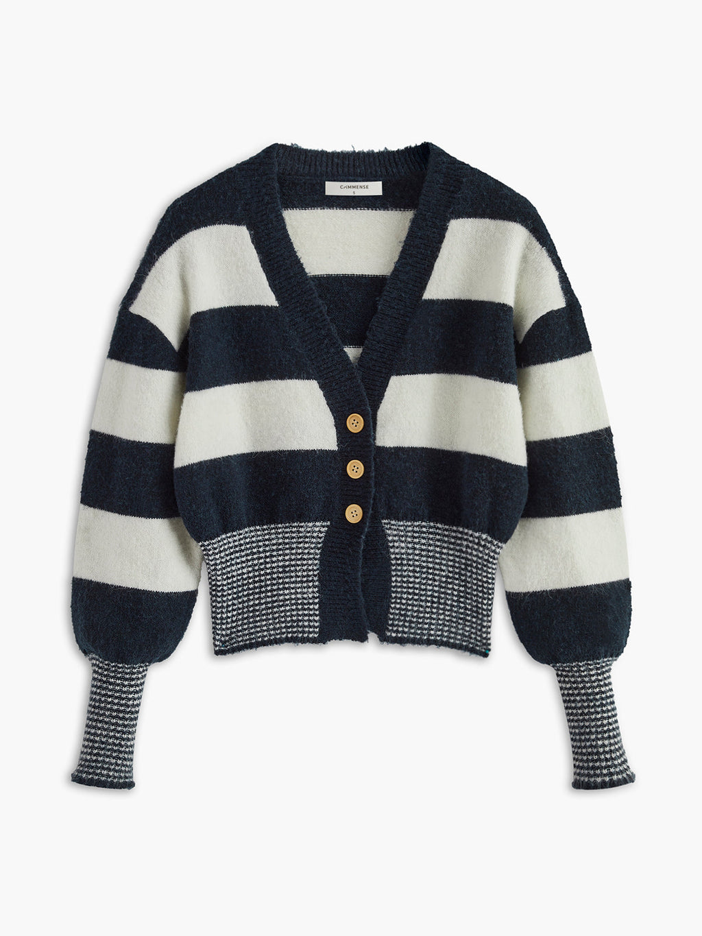 Yün Karışımlı Çizgili Büzgülü Hırka