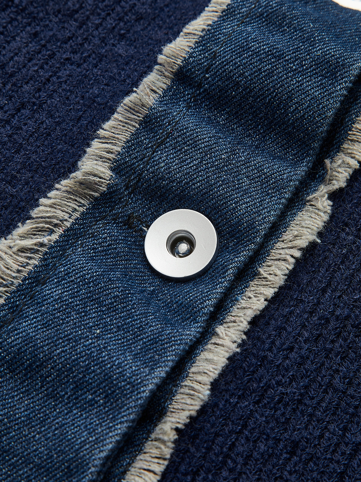 Panel Göğüslü Streç Yaka Örgü Üst