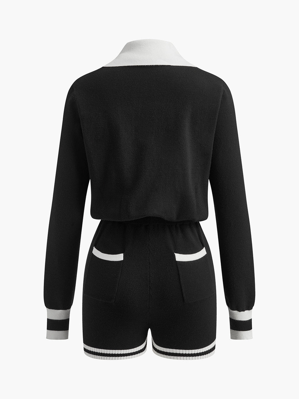 Kontrast Bağlamalı V Yaka Örgü Tulumlar