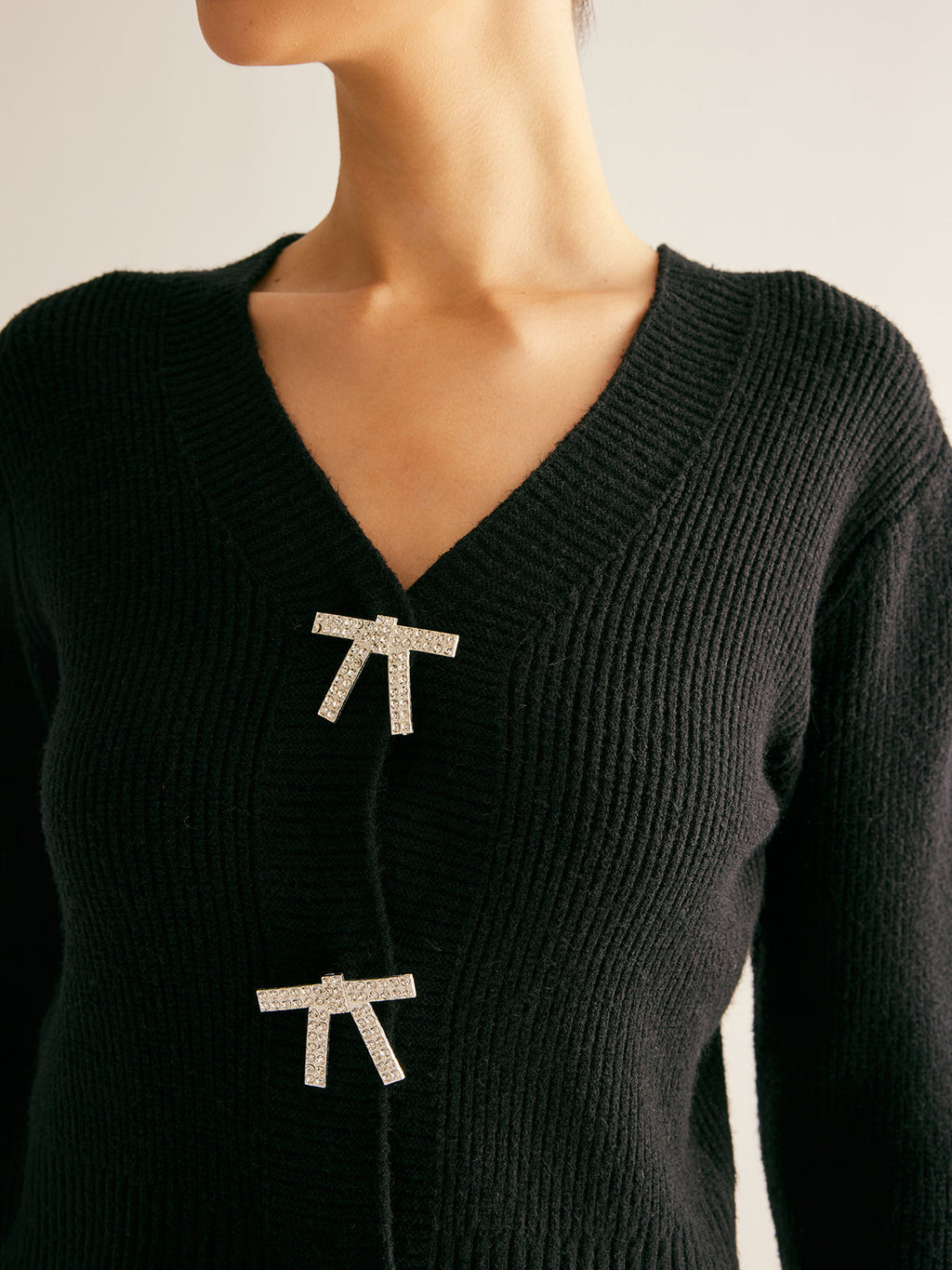 Kaburgalı Taşlı Fiyonklu İnce Hırka