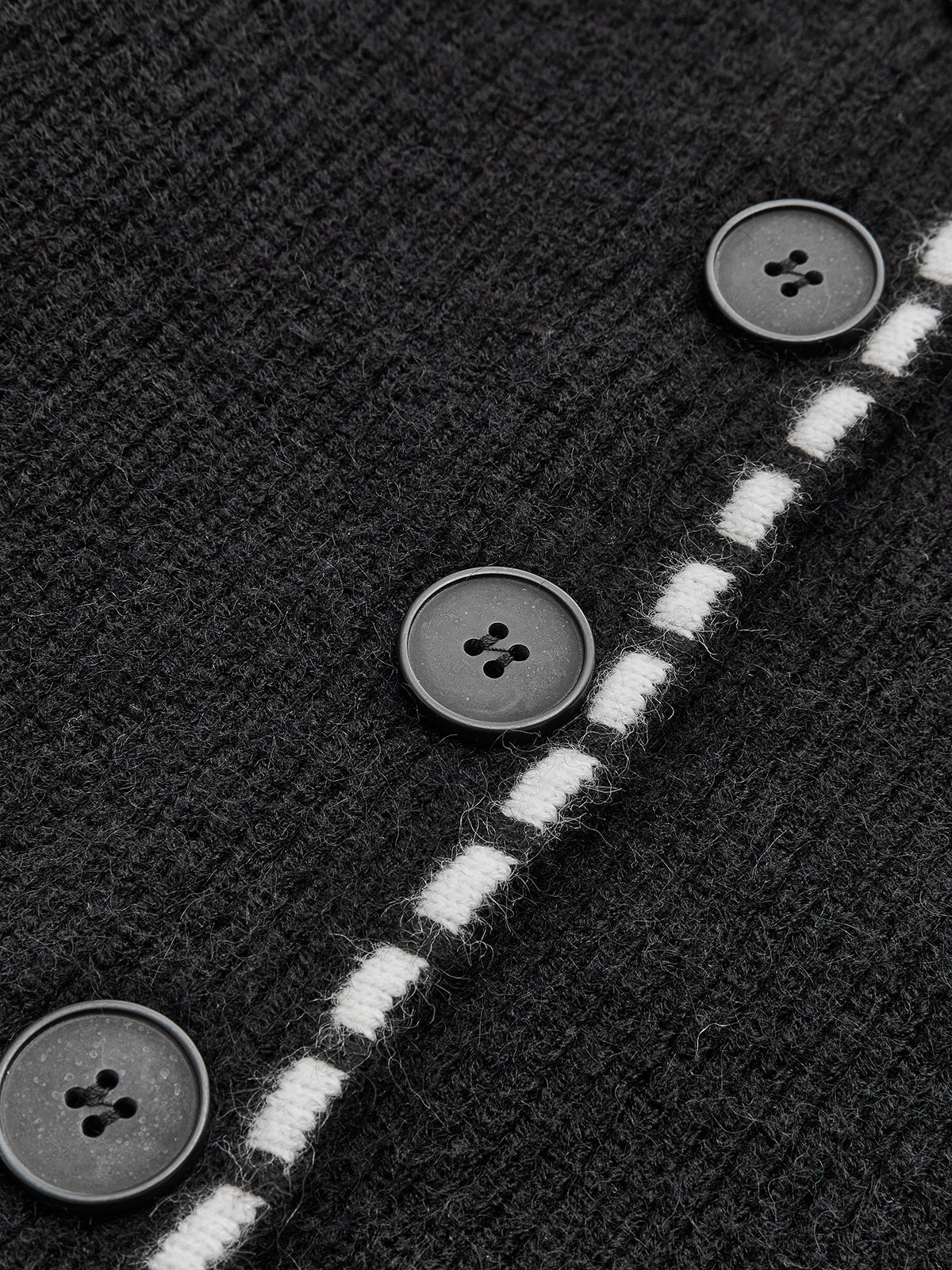 Kontrast Kesim Yakalı Hırka