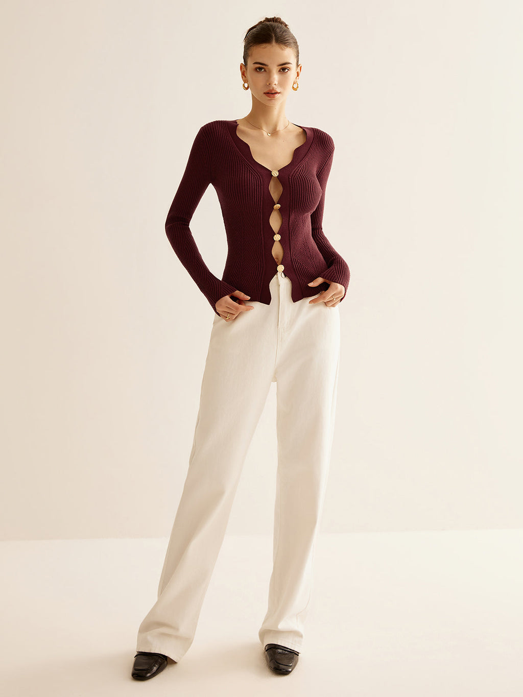 Dalga Kesim Kesim İnce Örgü Üst