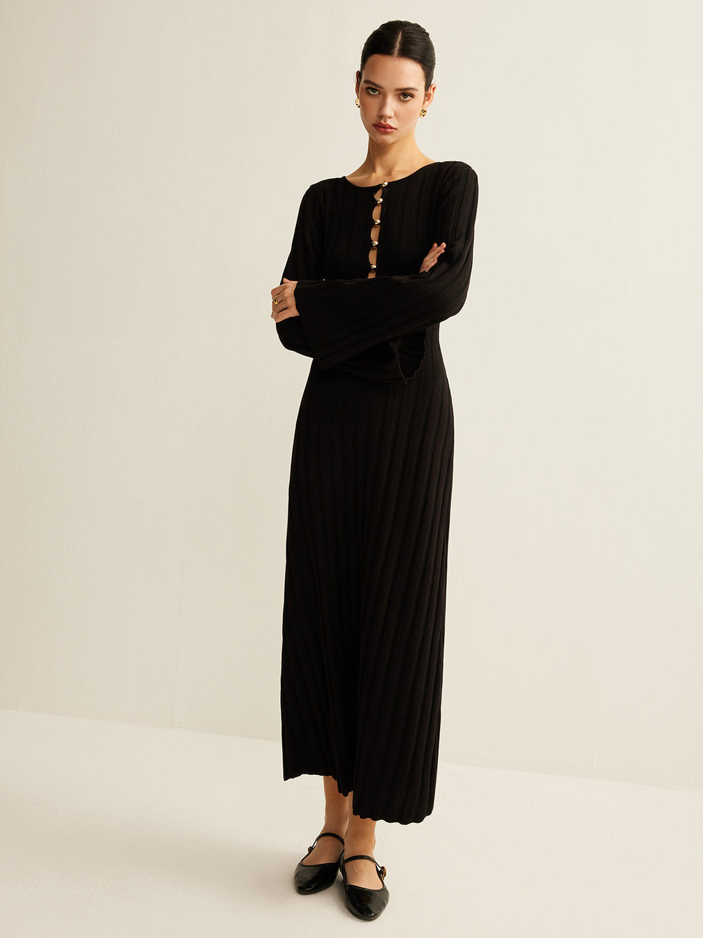 Kesik Yumuşak Kazak Elbise