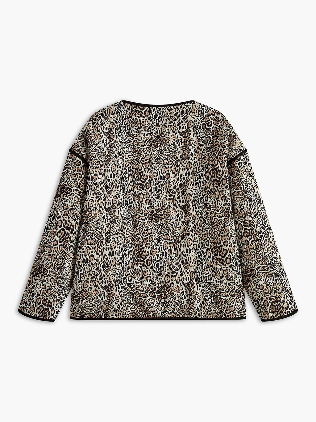 Kontrast Kenarlı Leopar Desenli Kışlık Mont