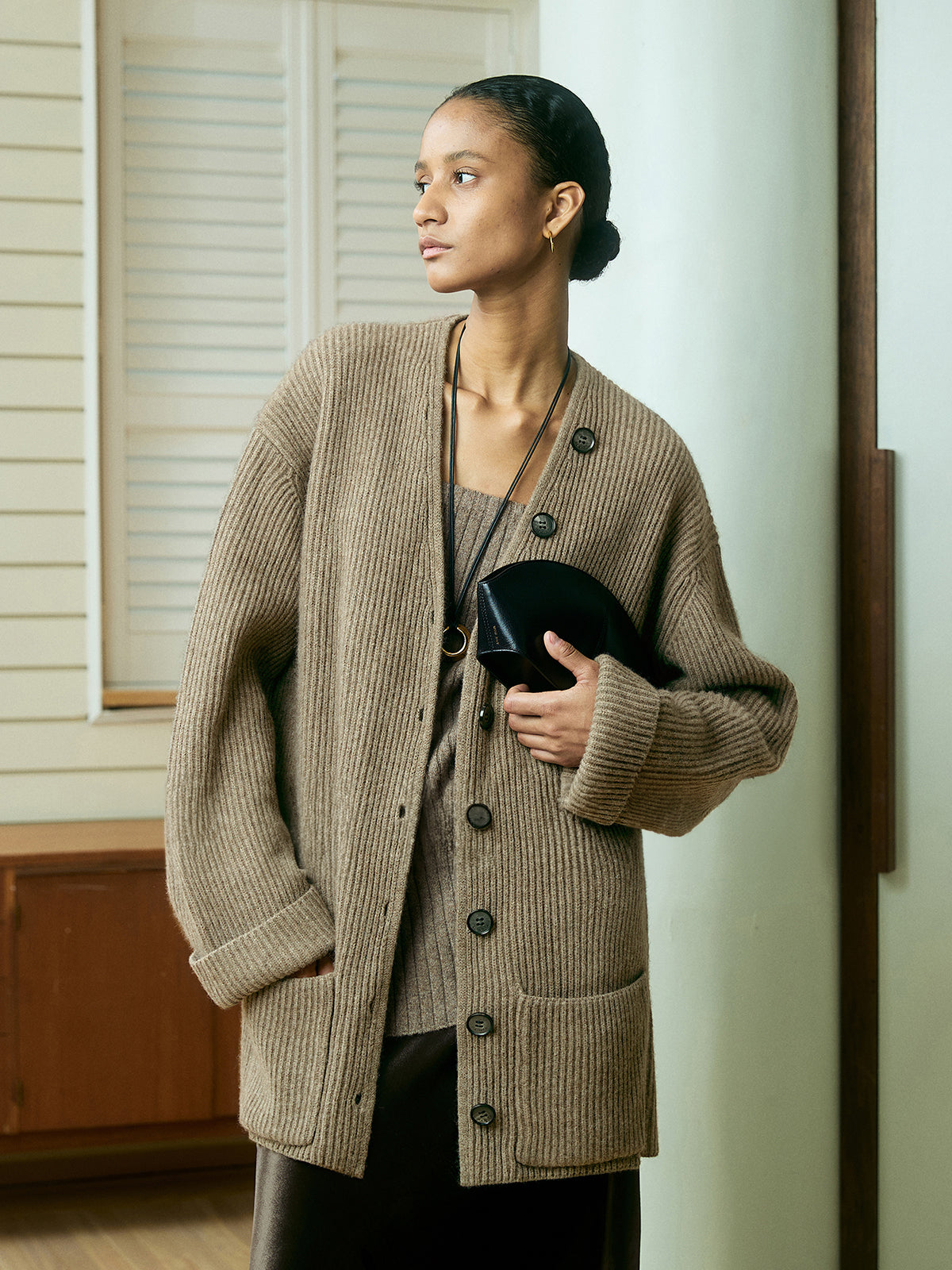 Kaburgalı Bol Örgü Dış Giyim