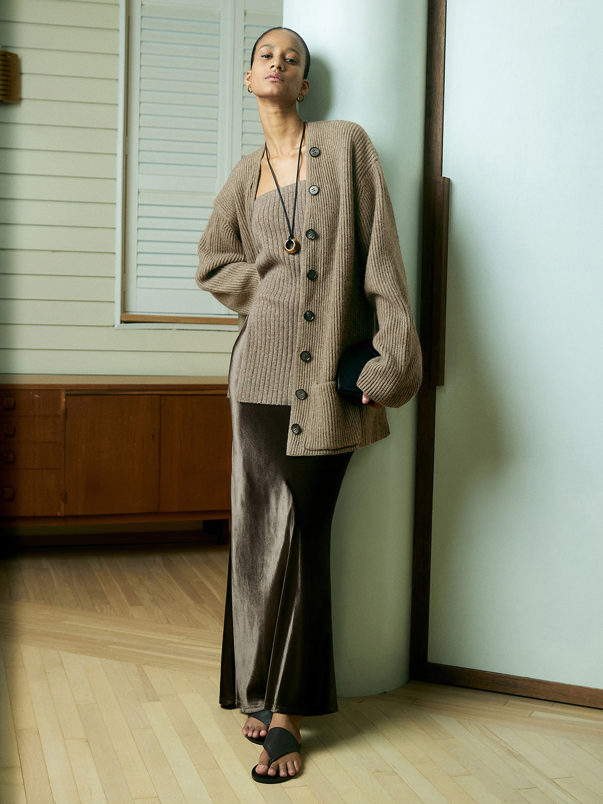 Kaburgalı Bol Örgü Dış Giyim