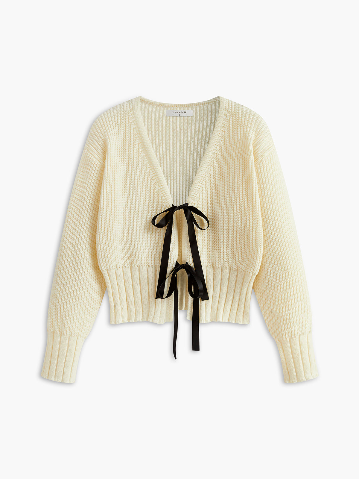 V Yaka Fiyonklu Yivli Hırka