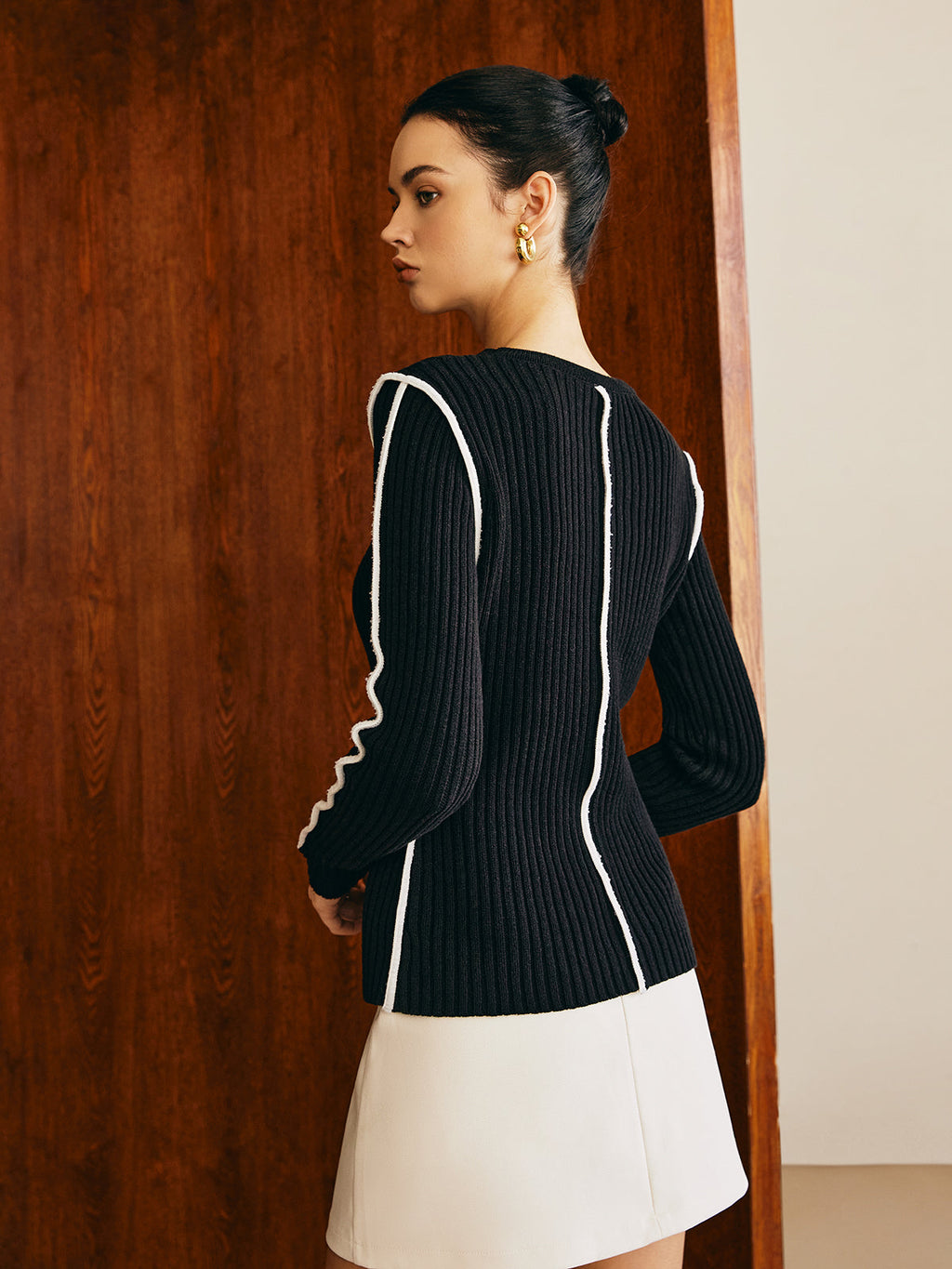 Kontrast Boru İnce Örgü Üst