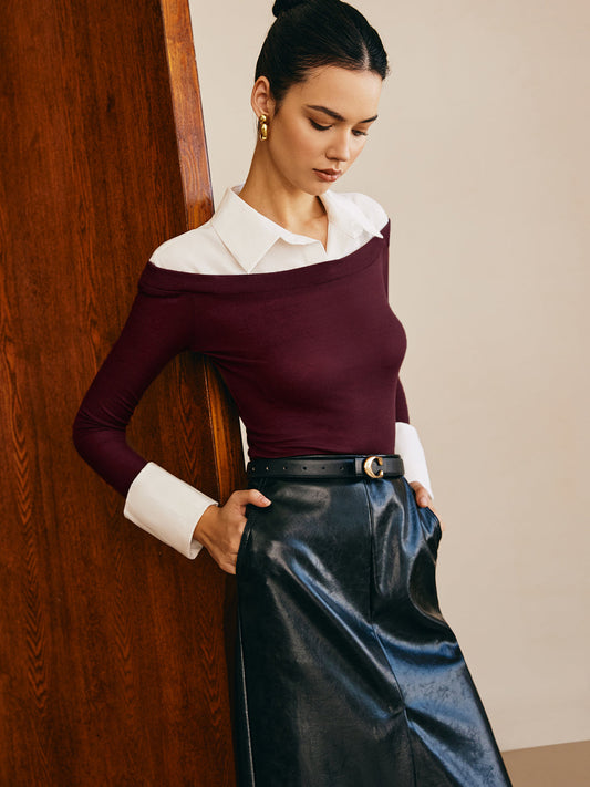 Yarı Şeffaf Panel Jersey Slim Üst
