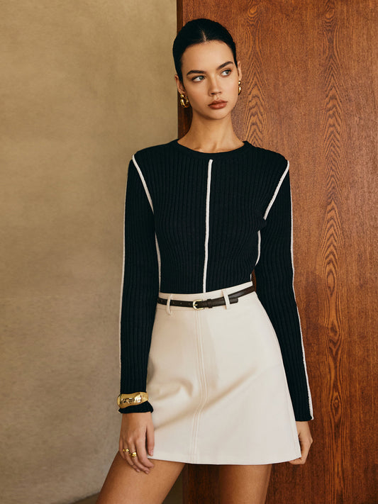 Kontrast Boru İnce Örgü Üst