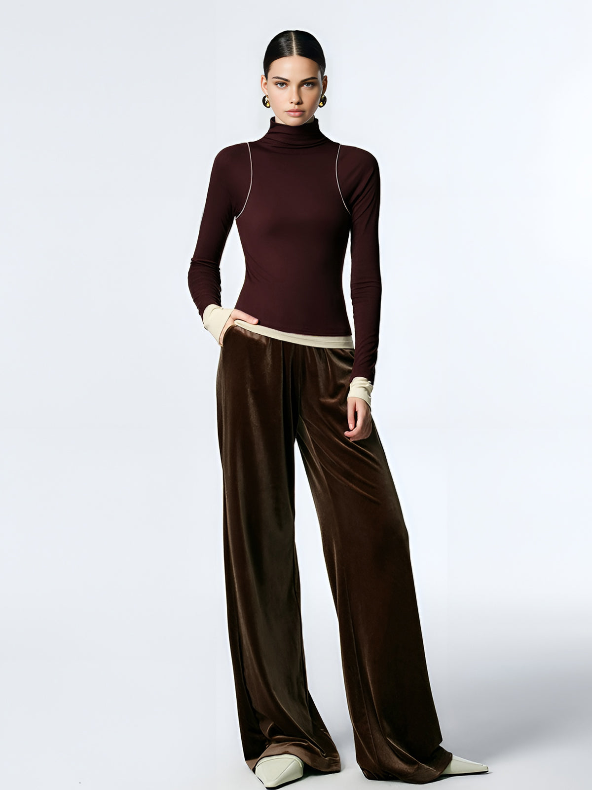 Sahte Yaka Kontrast Bağlamalı Jersey Üst