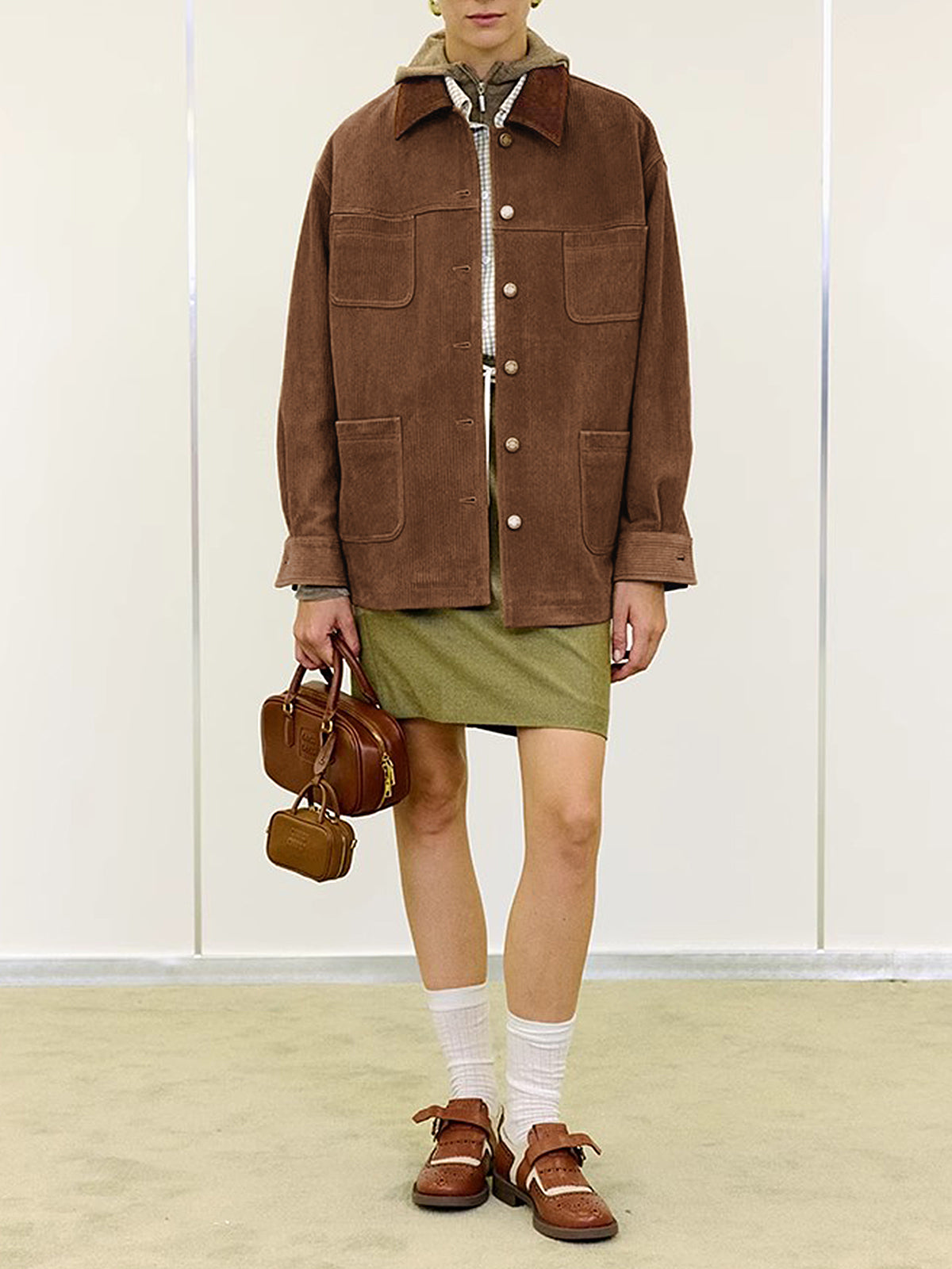 Vintage Kadife Kargo Polo Ceket