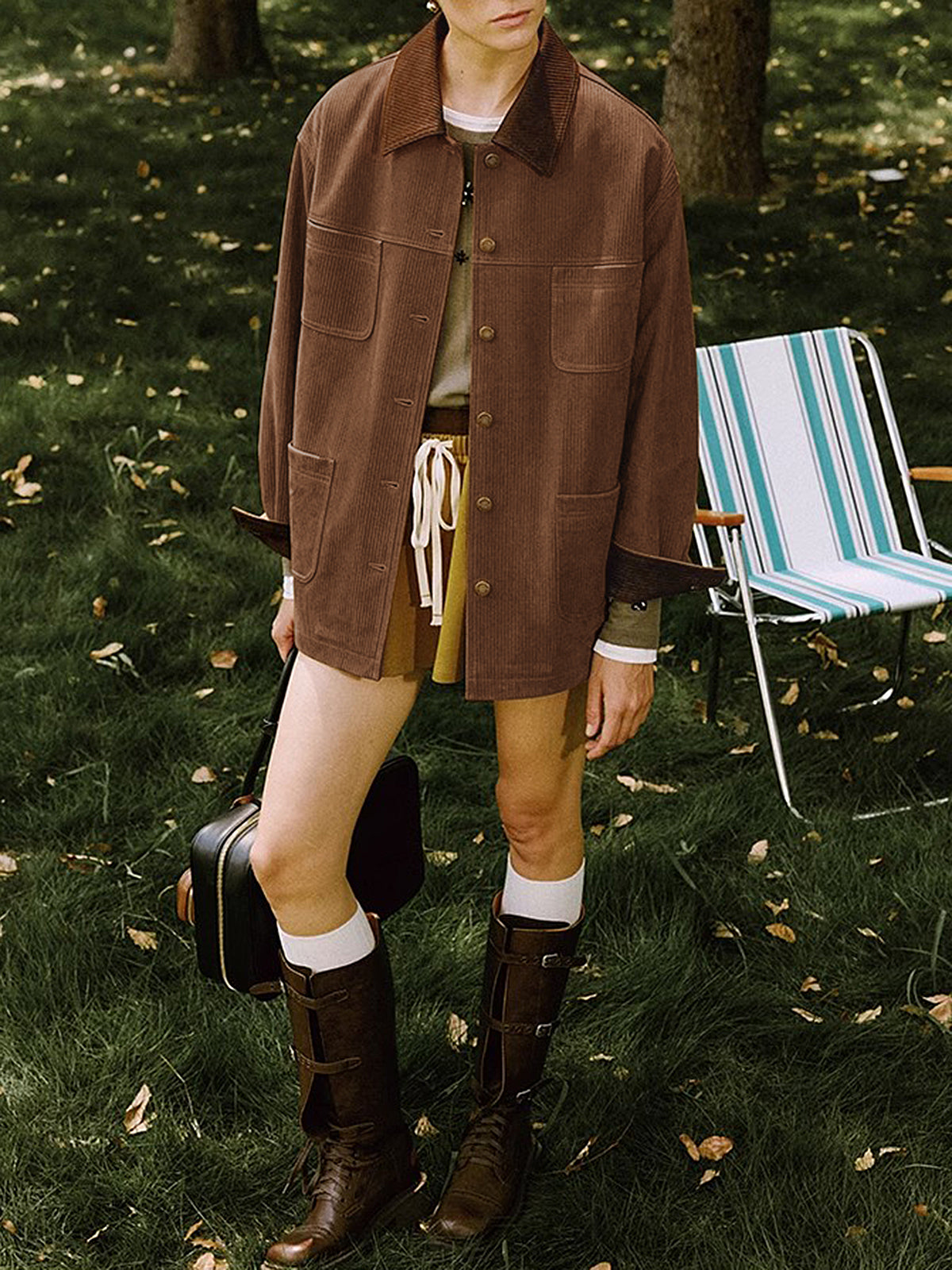 Vintage Kadife Kargo Polo Ceket