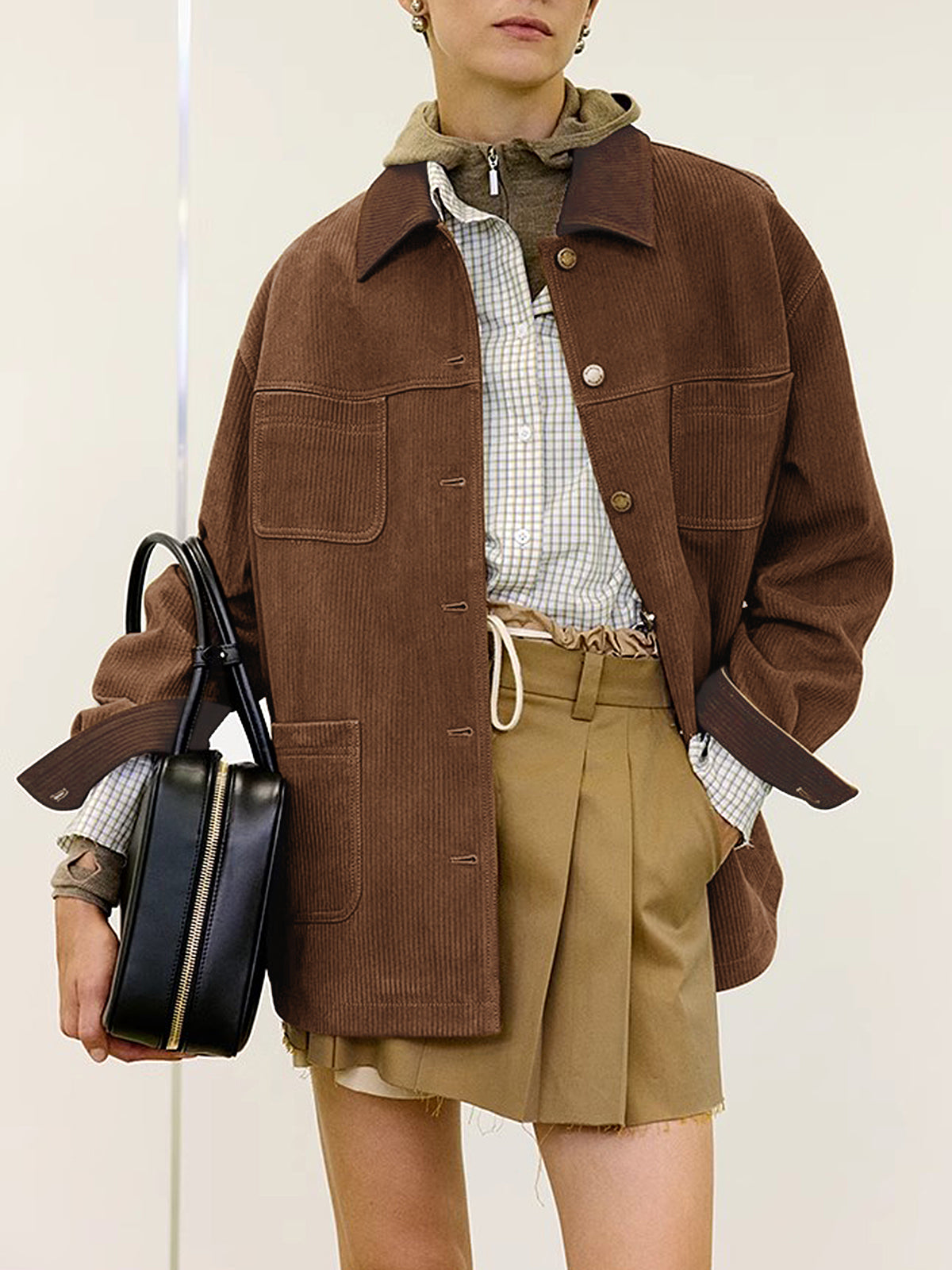 Vintage Kadife Kargo Polo Ceket