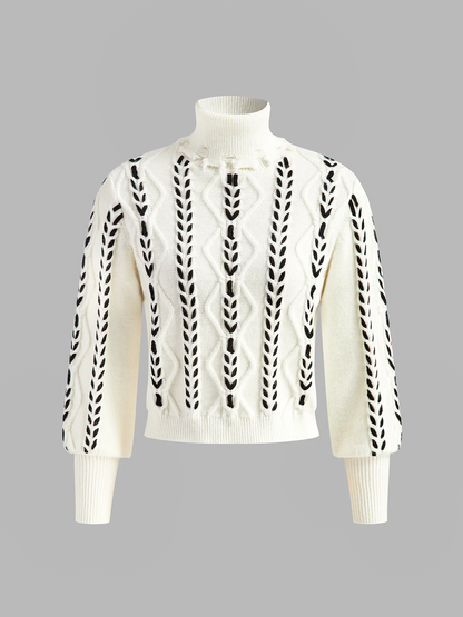 Turtleneck Raw Hem Twist Kazak